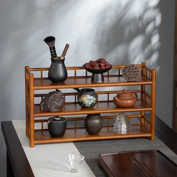 Массивная трехслойная подставка для чайных чашек Nanzhu, Стеллаж для хранения в китайском стиле, настольный органайзер большой емкости, Чайная посуда, Миски, Тарелки