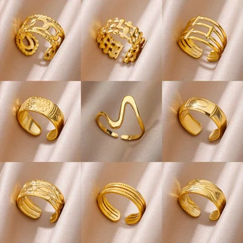 Кольца из нержавеющей стали для женщин 2023 года, новинка золотого цвета, регулируемое кольцо для женщин и мужчин, украшения для свадебной вечеринки, бесплатная доставка anillos