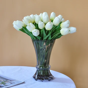 1 шт. Букет из искусственных тюльпанов 34 см, настоящий искусственный цветок на ощупь, для свадебной церемонии, Свадебный букет для рук, украшения для дома и сада