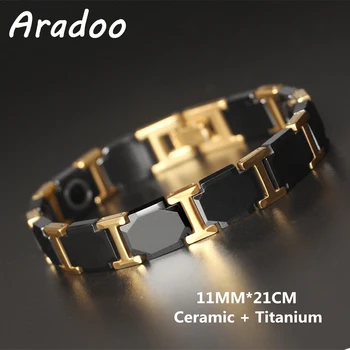 Керамический браслет из титановой стали, Гематитовый браслет с защитой от отрицательных ионов, Магнитные энергетические браслеты для сжигания жира