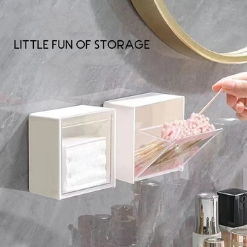 Настенный ящик для хранения, Дизайн раскладушки, Пластиковый держатель для хранения ватных тампонов, Кухонный органайзер, Аксессуары для ванной комнаты