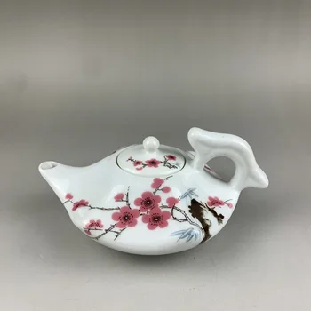 Китайский фарфоровый чайник Famille из розового персикового дерева с шестигранным Гунфу