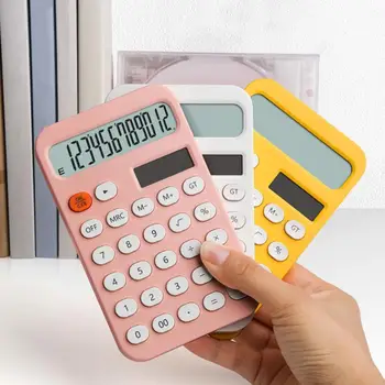 Мини-калькулятор Компактный Мини-калькулятор с ЖК-экраном, реагирующий на кнопки, 12-значный мини-портативный студенческий калькулятор Канцелярские принадлежности