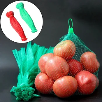 100ШТ Нейлоновый утолщенный сетчатый карман Многоразовые сетчатые пакеты для фруктов и овощей с пластиковыми пряжками, масштабируемая телескопическая сумка для хранения дома
