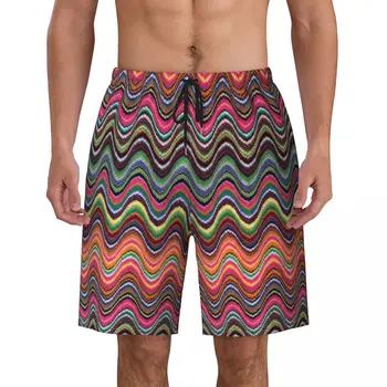 Изготовленные на заказ пляжные шорты Мужские быстросохнущие пляжные шорты Камуфляжные плавки с зигзагообразным рисунком, купальные костюмы