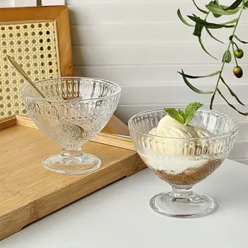 Чашка для мороженого Sunflower Стеклянная чашка с высокой ножкой ins Wind Чашка для йогуртового пудинга Чаша для мороженого Чашка для десерта из мороженого
