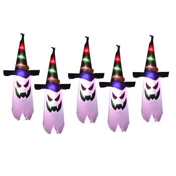 Светодиодная Гирлянда Halloween Wizard Hat 17,72*7,87 дюйма с 3 батарейками типа AAA 45 см * 20 см Из простой в эксплуатации Полиэфирной Тафты