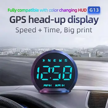 Автомобильный Головной дисплей G13 Цифровой GPS Спидометр HUD с компасом Предупреждение о превышении скорости При утомленном вождении Универсальный автомобиль