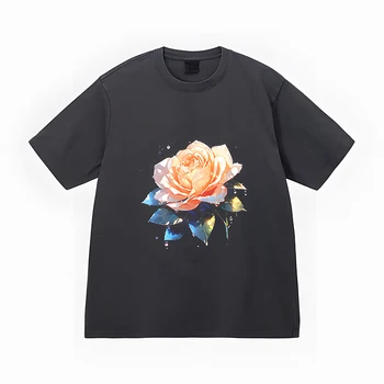Женская футболка из чистого хлопка с цветочной тематикой 