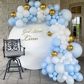 Набор арки из латексных воздушных шаров СинеБелый И 4D гирлянда из воздушных шаров С Днем рождения, Детский душ, Крещение, Свадебное украшение воздушными шарами