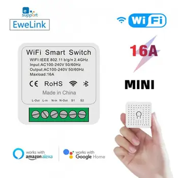 AUBESS eWeLink Wifi Smart Switch Mini 16A 2way Control Умный Домашний Выключатель Беспроводной Пульт Дистанционного Голосового Управления Alexa Google Home