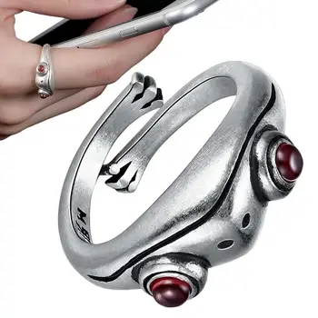Регулируемое кольцо в виде лягушки, Милые и стильные винтажные кольца в готическом стиле Хиппи, Модные украшения для вечеринок, Подарки, Кольца для женщин, Серебро