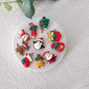 Рождественская силиконовая форма с антипригарным покрытием, легко снимаемая форма для печенья, Праздничные Рождественские силиконовые формы с оленями Санта-Клауса для помадки