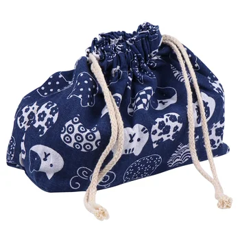 Японские дорожные косметички на шнурках для женщин, Хлопчатобумажная Льняная сумка для еды, Водонепроницаемая сумочка, Женский веревочный контейнер