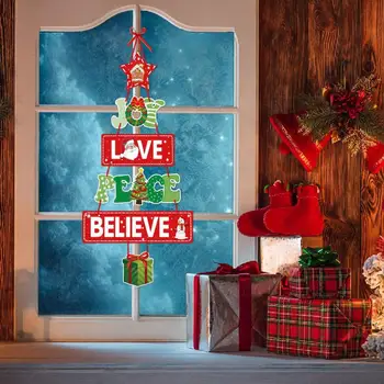 Настенная приветственная табличка на двери, праздничные рождественские дверные знаки, Санта-Клаус, снеговик, олень, Рождество в помещении / на открытом воздухе спереди