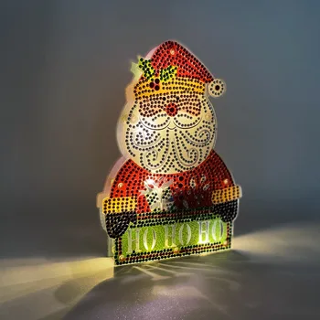 Акриловая алмазная роспись, декоративная лампа, дизайн Рождественской елки, Люминесцентное праздничное освещение, образ Санта-Клауса, сделай САМ