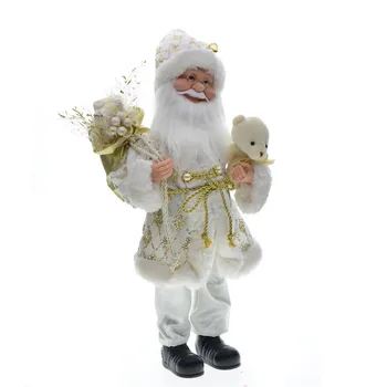 Ликвидация рождественского украшения 45 см Механический заводной Санта-Клаус с музыкой Золотая кукла 2024 Новогодний подарок для детей