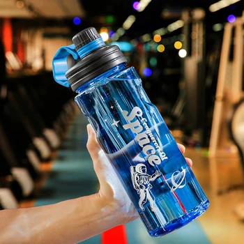 Литровые спортивные бутылки для воды Прозрачный Пластиковый стаканчик для воды, не содержащий BPA, Портативная велосипедная бутылка для напитков на открытом воздухе
