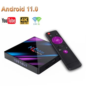 H96 MAX RK3318 Смарт-ТВ приставка Android 4G/32G/64G TF Карта BWifi HD медиаплеер YouTube Google Voice Телеприставка + TV Stick