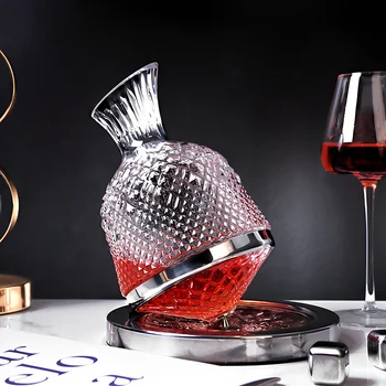 1,5 Л Высококачественный Хрустальный Стеклянный Графин-Тумблер, Вращающийся на 360 Градусов Диспенсер для вина, подарки для бутылок вина для виски, украшения домашнего бара, Стеклянная посуда