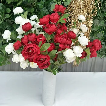 5 ШТ Роза с 7 головками Букет искусственных цветов Домашний декор Свадебные цветы в руках Украшение балкона в Центре города