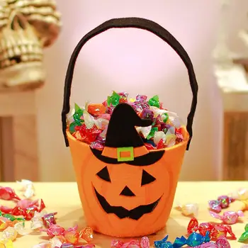 Сумка для конфет на Хэллоуин с ручкой, подарочная сумка, большая емкость, сумка для конфет с принтом летучей мыши и тыквы, аксессуары для косплея