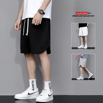 2023 Спортивные брюки, Мужские Повседневные брюки в Корейском стиле с 5 точками, Мужские Летние Шорты, Однотонные Быстросохнущие Модные Брюки Для мальчиков, большие размеры