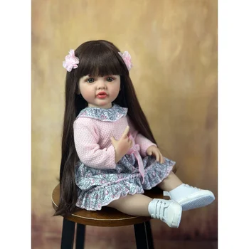 55-сантиметровая Кукла-Реборн Девочка С мягким силиконовым корпусом, 22-дюймовые Реалистичные Длинные Волосы, реалистичный Подарок Малышу на День Рождения, комплект Куклы-Реборн