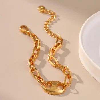 CCGOOD Браслет-цепочка, модные золотые водонепроницаемые металлические браслеты с поросячьим носом, стильные украшения уникального дизайна, подарок для женской вечеринки.