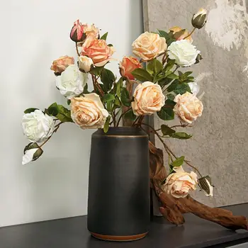 Искусственная роза, поддельные розы с тремя обжаренными краями, имитация Цветочной композиции, декор для дома