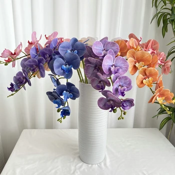 9 Голов Искусственной бабочки Орхидеи, Поддельные 3D Фаленопсисы, имитирующие Цветочные растения для свадебной вечеринки, Рождественские украшения дома