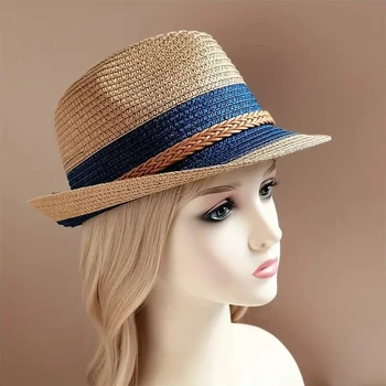 Летняя соломенная шляпа для защиты от солнца, мужская пляжная уличная шляпа от солнца для путешествий