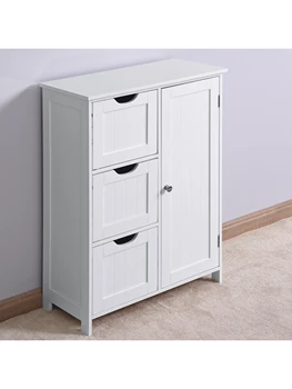Шкаф для хранения домашней мебели для спальни, шкаф для хранения ванной комнаты с 3 выдвижными ящиками, белый напольный шкаф